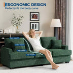 86 Leather/Corduroy Sofa, Modern Deep Seat Couch with 2 Throw Pillows, Upholstered Cushion & Removable Cover for Small Space, Apartment&Living Room