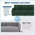 86 Leather/Corduroy Sofa, Modern Deep Seat Couch with 2 Throw Pillows, Upholstered Cushion & Removable Cover for Small Space, Apartment&Living Room