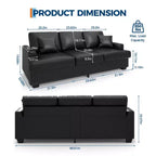 86 Leather/Corduroy Sofa, Modern Deep Seat Couch with 2 Throw Pillows, Upholstered Cushion & Removable Cover for Small Space, Apartment&Living Room