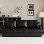 86 Leather/Corduroy Sofa, Modern Deep Seat Couch with 2 Throw Pillows, Upholstered Cushion & Removable Cover for Small Space, Apartment&Living Room