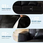 86 Leather/Corduroy Sofa, Modern Deep Seat Couch with 2 Throw Pillows, Upholstered Cushion & Removable Cover for Small Space, Apartment&Living Room