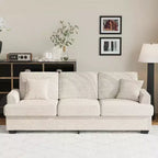 86 Leather/Corduroy Sofa, Modern Deep Seat Couch with 2 Throw Pillows, Upholstered Cushion & Removable Cover for Small Space, Apartment&Living Room