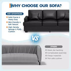 86 Leather/Corduroy Sofa, Modern Deep Seat Couch with 2 Throw Pillows, Upholstered Cushion & Removable Cover for Small Space, Apartment&Living Room