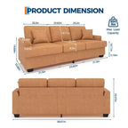 86 Leather/Corduroy Sofa, Modern Deep Seat Couch with 2 Throw Pillows, Upholstered Cushion & Removable Cover for Small Space, Apartment&Living Room