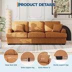 86 Leather/Corduroy Sofa, Modern Deep Seat Couch with 2 Throw Pillows, Upholstered Cushion & Removable Cover for Small Space, Apartment&Living Room