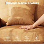 86 Leather/Corduroy Sofa, Modern Deep Seat Couch with 2 Throw Pillows, Upholstered Cushion & Removable Cover for Small Space, Apartment&Living Room