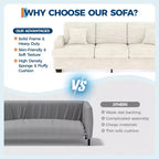 86 Leather/Corduroy Sofa, Modern Deep Seat Couch with 2 Throw Pillows, Upholstered Cushion & Removable Cover for Small Space, Apartment&Living Room