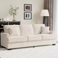 86 Leather/Corduroy Sofa, Modern Deep Seat Couch with 2 Throw Pillows, Upholstered Cushion & Removable Cover for Small Space, Apartment&Living Room
