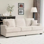 86 Leather/Corduroy Sofa, Modern Deep Seat Couch with 2 Throw Pillows, Upholstered Cushion & Removable Cover for Small Space, Apartment&Living Room