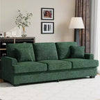86 Leather/Corduroy Sofa, Modern Deep Seat Couch with 2 Throw Pillows, Upholstered Cushion & Removable Cover for Small Space, Apartment&Living Room