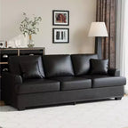 86 Leather/Corduroy Sofa, Modern Deep Seat Couch with 2 Throw Pillows, Upholstered Cushion & Removable Cover for Small Space, Apartment&Living Room