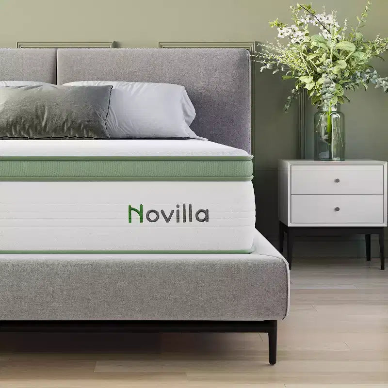 Novilla 6/8/10/12/14 inch Medium Cooling Gel Memory Foam Hybrid Mattress, CertiPUR-US, OEKO-TEX Certified