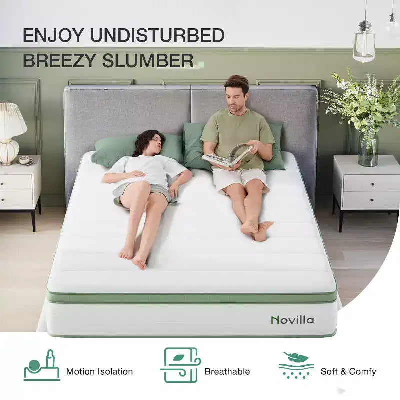Novilla 6/8/10/12/14 inch Medium Cooling Gel Memory Foam Hybrid Mattress, CertiPUR-US, OEKO-TEX Certified