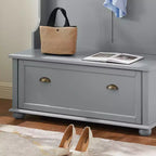 Meuble d'entrée avec banc porte-chaussures, patères et étagères ouvertes pour le rangement et l'organisation de l'entrée