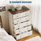 Acekool 5 Drawer Tall Dresser for Bedroom Vertical Wooden Closet Chest with Raised Base Organizer