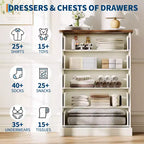 Acekool 5 Drawer Tall Dresser for Bedroom Vertical Wooden Closet Chest with Raised Base Organizer