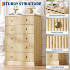 Acekool 5 Drawer Tall Dresser for Bedroom Vertical Wooden Closet Chest with Raised Base Organizer