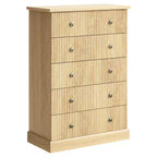 Acekool 5 Drawer Tall Dresser for Bedroom Vertical Wooden Closet Chest with Raised Base Organizer