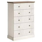 Acekool 5 Drawer Tall Dresser for Bedroom Vertical Wooden Closet Chest with Raised Base Organizer