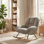 Homy Casa Corduroy Rocking Accent Chair, Fabric Upholstered Rocking Chair, Rocking Armchair, Grey