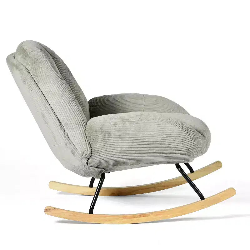 Fauteuil à bascule Homy Casa en velours côtelé, Fauteuil à bascule en tissu, Fauteuil à bascule, Gris