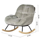 Fauteuil à bascule Homy Casa en velours côtelé, Fauteuil à bascule en tissu, Fauteuil à bascule, Gris