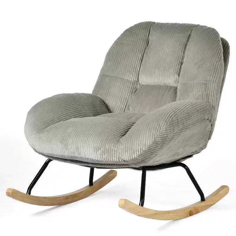 Fauteuil à bascule Homy Casa en velours côtelé, Fauteuil à bascule en tissu, Fauteuil à bascule, Gris