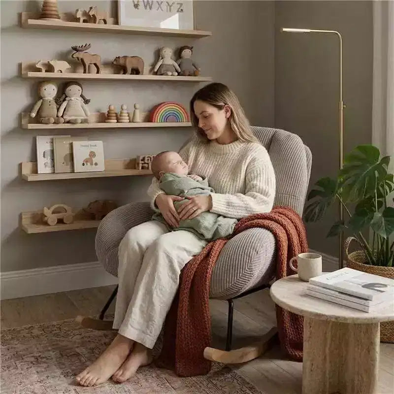 Fauteuil à bascule Homy Casa en velours côtelé, Fauteuil à bascule en tissu, Fauteuil à bascule, Gris