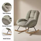 Fauteuil à bascule Homy Casa en velours côtelé, Fauteuil à bascule en tissu, Fauteuil à bascule, Gris