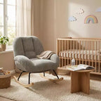 Fauteuil à bascule Homy Casa en velours côtelé, Fauteuil à bascule en tissu, Fauteuil à bascule, Gris