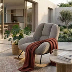Fauteuil à bascule Homy Casa en velours côtelé, Fauteuil à bascule en tissu, Fauteuil à bascule, Gris