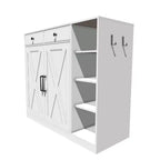 Meuble à chaussures pour entrée avec portes, crochets et 3 étagères ouvertes - Organisateur de rangement avec 4 étagères réglables pour couloir et salon, blanc