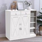 Meuble à chaussures pour entrée avec portes, crochets et 3 étagères ouvertes - Organisateur de rangement avec 4 étagères réglables pour couloir et salon, blanc