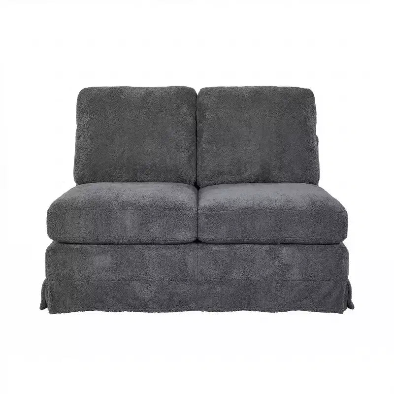 GustoWave Modular L-Shaped Sectional Sleeper Sofa with Storage, 2-Seat Pull-Out Couch Bed, Chenille Gray for Living Room