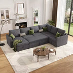 GustoWave Modular L-Shaped Sectional Sleeper Sofa with Storage, 2-Seat Pull-Out Couch Bed, Chenille Gray for Living Room