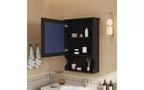 AMMER 20'' Wall Mounted Bathroom Storage Cabinet with Mirror, Wall Mounted Home Storage with Door, Mirrored Wall Medicine Cabinet, Black