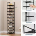 10 Tier Metal Shoe Rack, Tall Space Saving Shoe Organizer with Removable Fabric Shelves for Closet, Entryway, Bedroom