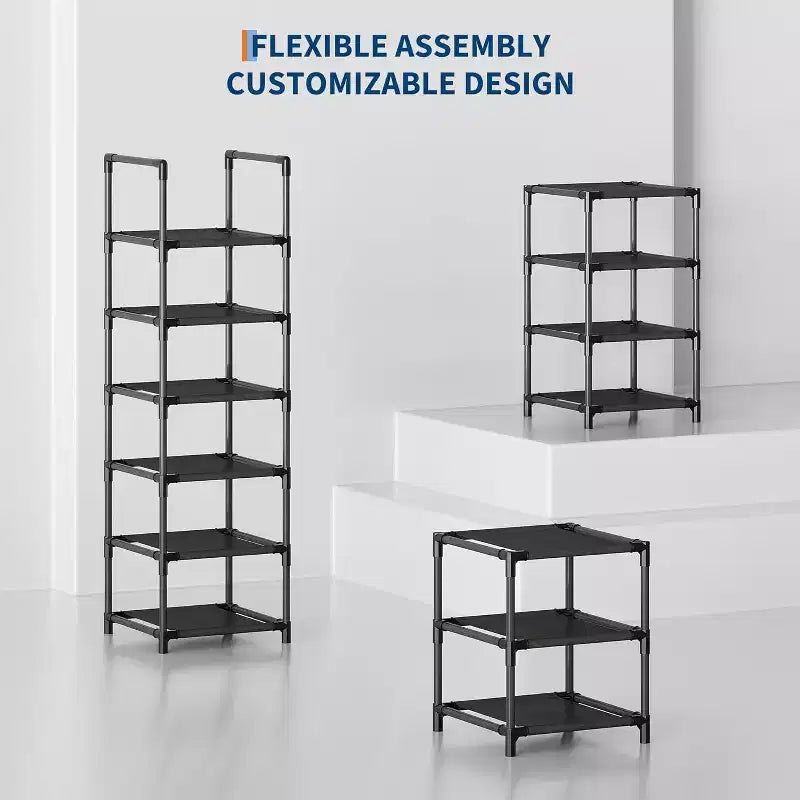 10 Tier Metal Shoe Rack, Tall Space Saving Shoe Organizer with Removable Fabric Shelves for Closet, Entryway, Bedroom