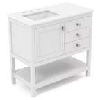 Costway Bathroom Vanity Unit w/ Basin w/ Extra Wide Granite Countertop Ceramic Sink