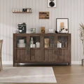 COZONY 55 Sideboard Buffet Cabinet with Glass Doors, 4 Door Storage Accent Cabinet for Kitchen Dining Room or Living Room