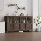 COZONY 55 Buffet avec Portes Vitrées, Armoire de Rangement à 4 Portes pour Cuisine, Salle à Manger ou Salon