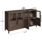 COZONY 55 Buffet avec Portes Vitrées, Armoire de Rangement à 4 Portes pour Cuisine, Salle à Manger ou Salon