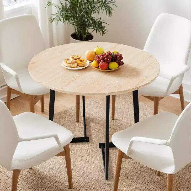 Karl Home Table de salle à manger ronde moderne de 36 pouces avec piètement croisé stable pour petits espaces et cuisines