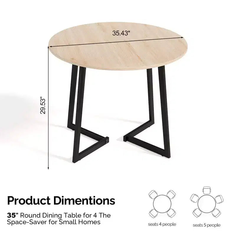 Karl Home Table de salle à manger ronde moderne de 36 pouces avec piètement croisé stable pour petits espaces et cuisines