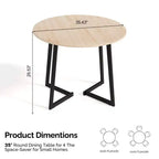 Karl Home Table de salle à manger ronde moderne de 36 pouces avec piètement croisé stable pour petits espaces et cuisines