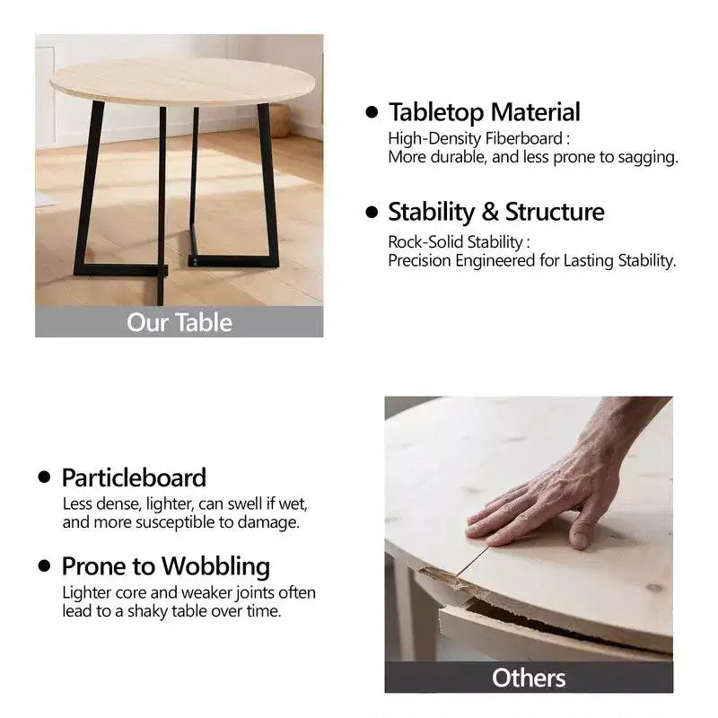 Karl Home Table de salle à manger ronde moderne de 36 pouces avec piètement croisé stable pour petits espaces et cuisines