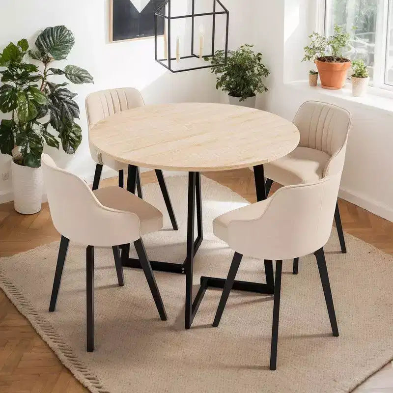 Karl Home Table de salle à manger ronde moderne de 36 pouces avec piètement croisé stable pour petits espaces et cuisines