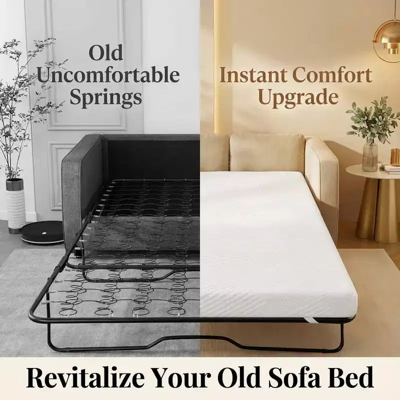 Dyonery 4 Inch Full Size Sofa Bed Mattress Topper, Cooling Gel Memory Foam Replacement with Washable Cover, CertiPUR-US Certified for Sleeper Sofa