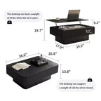 JVNOXK 38.6'' Fluted Lift-Top Coffee Table with Storage, Solid Wood Veneer Adjustable Height Modern Accent Table for Living Room,Office, Black