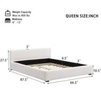Cadre de lit plateforme rembourré Queen/King Size Élégant et Minimaliste avec Tête de Lit, Beige - ModernLuxe